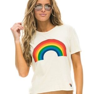 Aviator Nation Women Crop Tee Rainbow Sz X-Small